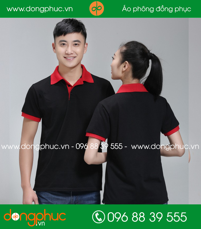 Áo phông màu Đen phối Đỏ